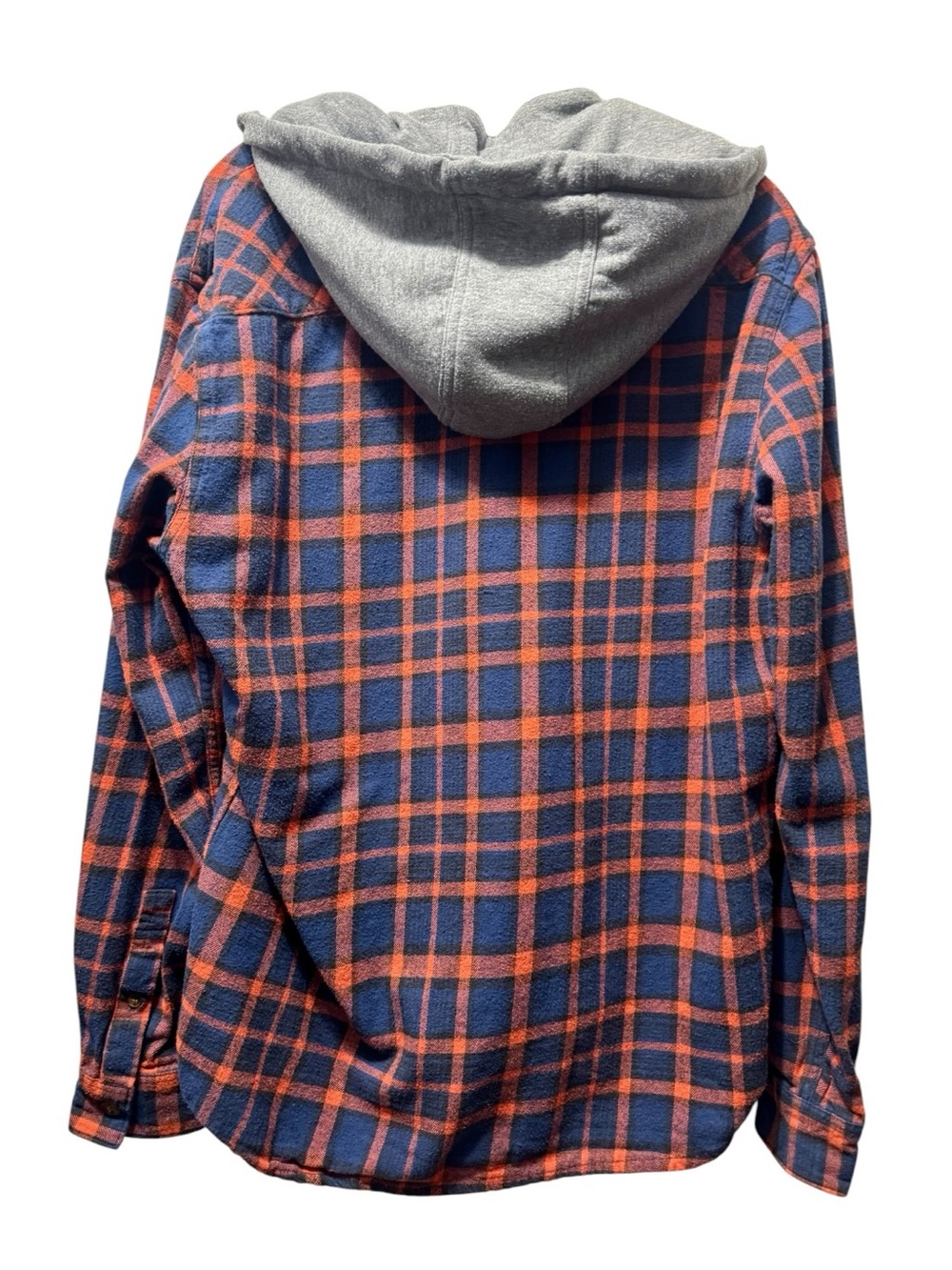 Mens hooded flannel shirt L plaid with removable hood - Picture 3 of 3